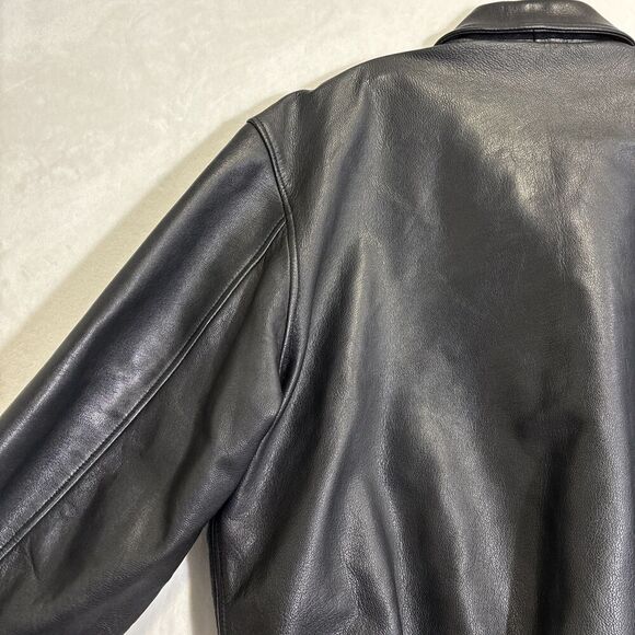 US Wings Men’s Black Leather Bomber Flight Jacket Size XXL - Picture 8 of 16